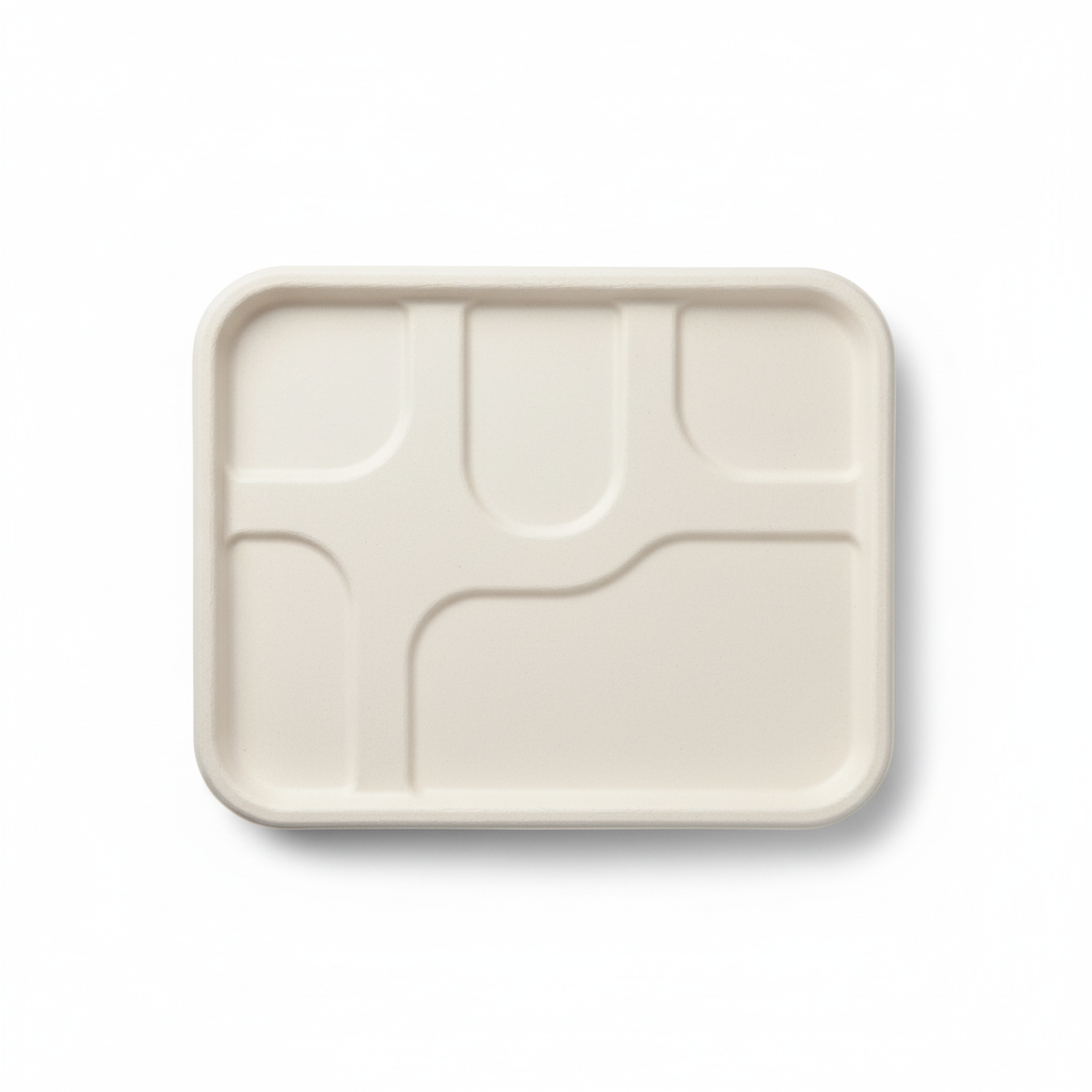 30cm x 25cm 5 compartment Sugarcane Rectangular Lid