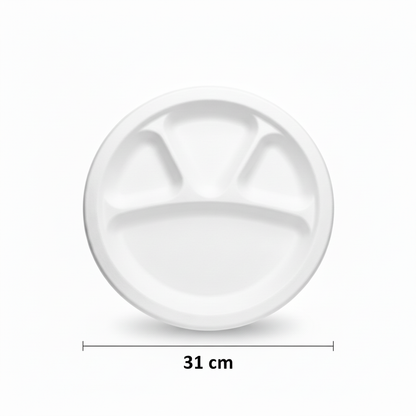 31cm 4 compartment Sugarcane Round Plate