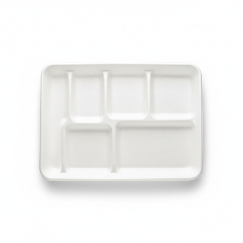 32cm x 22cm 6 compartment Sugarcane Rectangular Tray