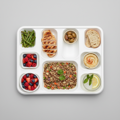 32cm x 26cm 9 compartment Sugarcane Rectangular Tray