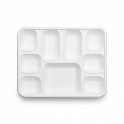 32cm x 26cm 9 compartment Sugarcane Rectangular Tray